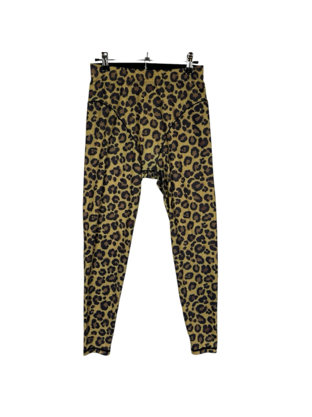 Adam Selman Sport French Cut Leggings Tan Black Honey Leopard Print Women Medium